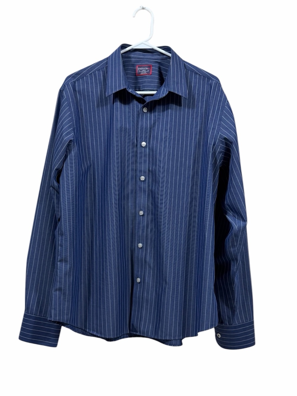 UNTUCKit Gifford Wrinkle-Free Long-Sleeve Button-Down Shirt deep blue white LGE